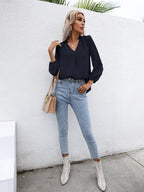 Swiss Dot Frill Trim Puff Sleeve Blouse (10)