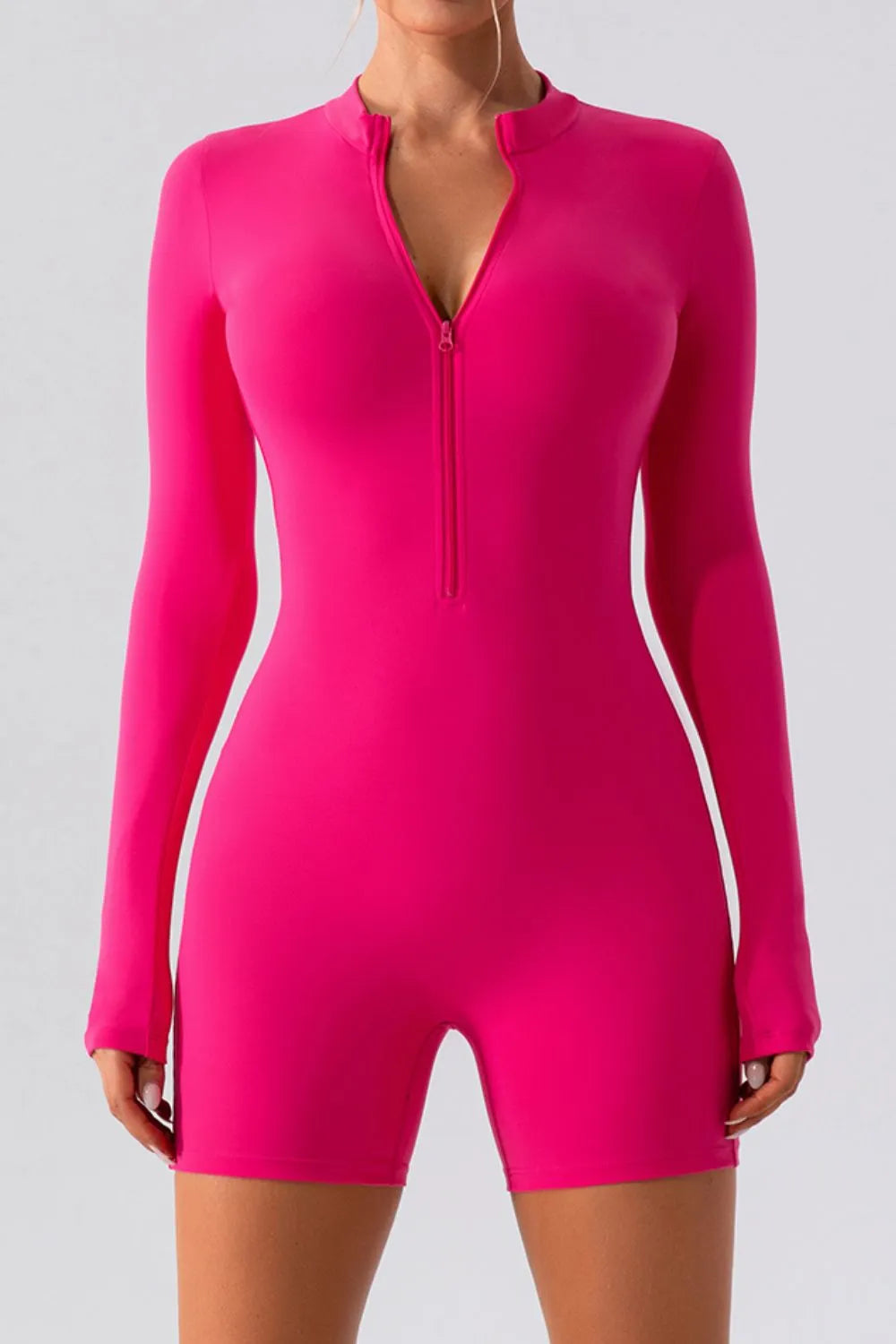Half Zip Long Sleeve Active Romper (7)