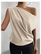 Asymmetrica One-shoulder Draped Blouse (9)