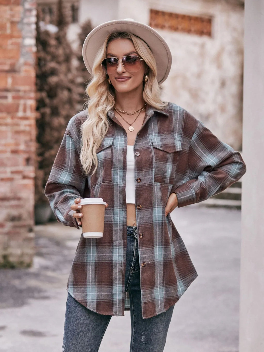 Plaid Button-down Long Sleeve Shirt (8)