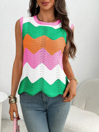 Block Round Neck Sweater Vest (10)