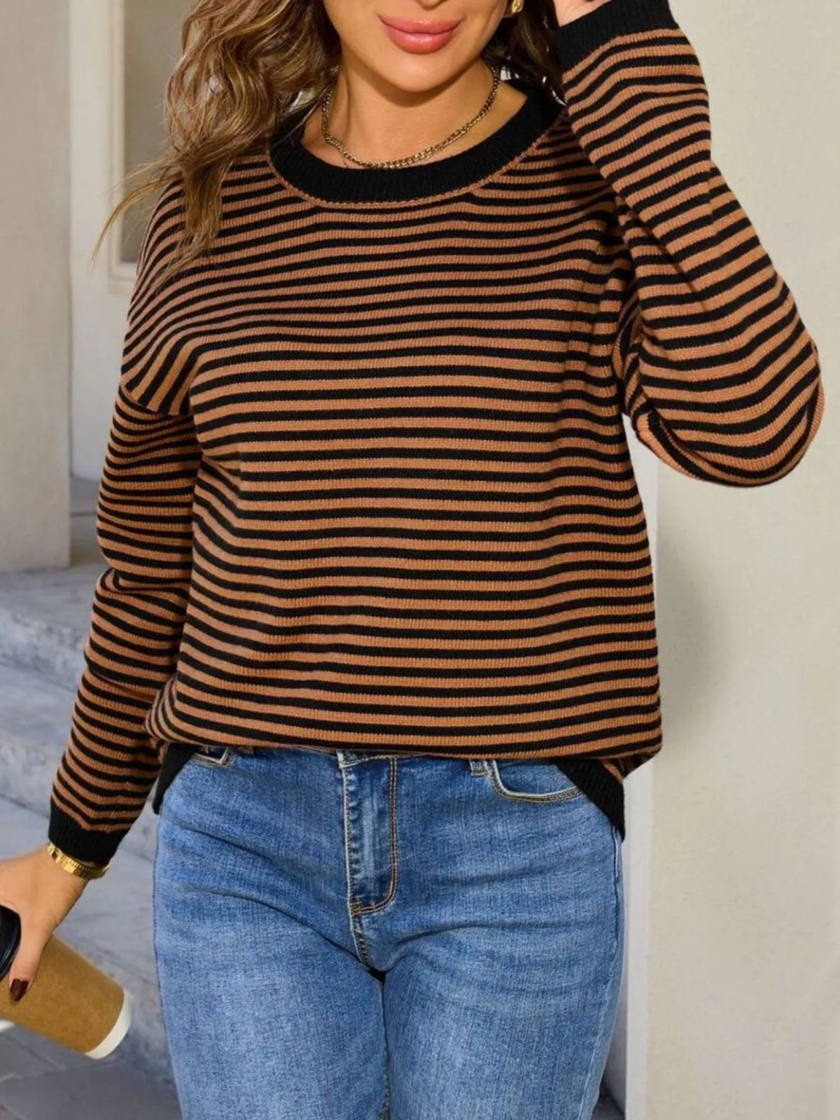 Striped Round Neck Sweater (2)