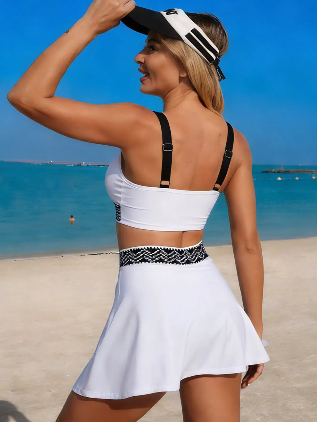 Contrast Trim Tank Skort Swim Set (3)