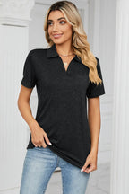Johnny Collar Short Sleeve Blouse (18)