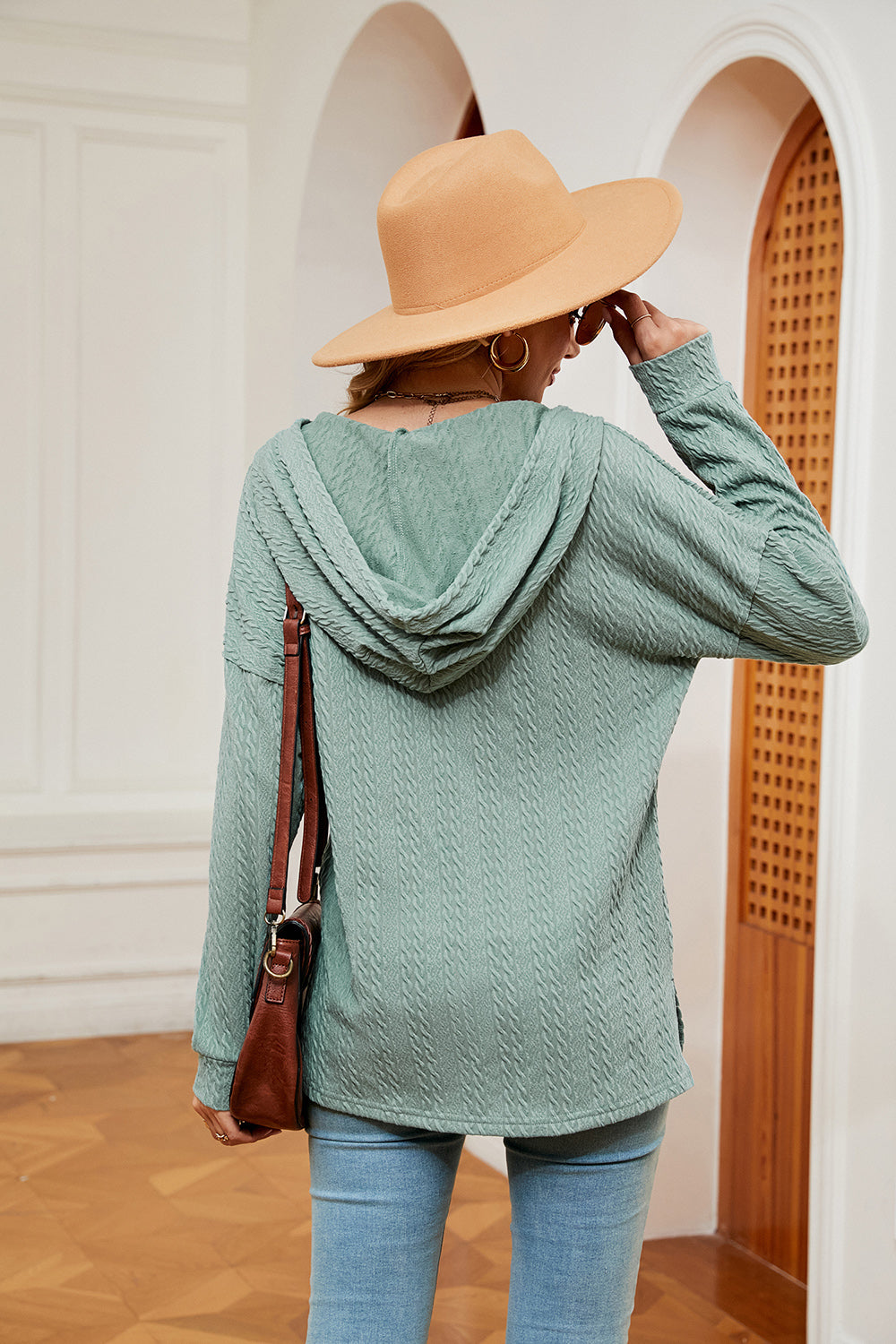Half-button Dropped Shoulder Hoodie (24)