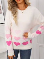 Valentine's Day Heart Pattern Crew Neck Sweater (3)