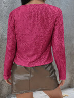 Full Size Sequin Open Front Cropped Jacket (13)