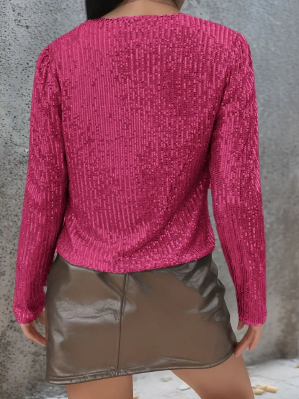 Full Size Sequin Open Front Cropped Jacket (13)