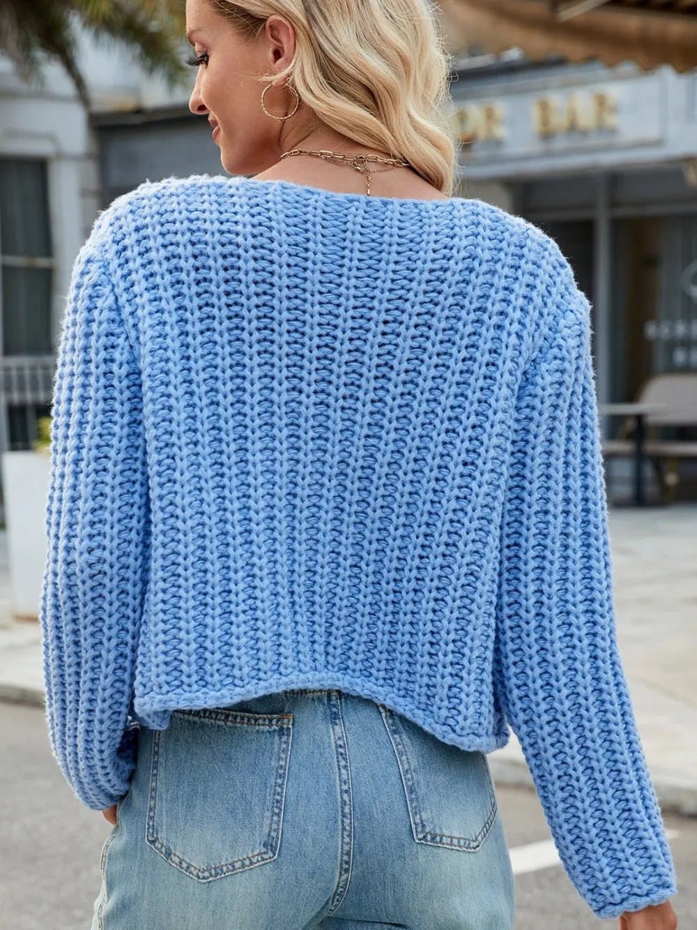 Round Neck Button Up Cardigan Pockets (4)