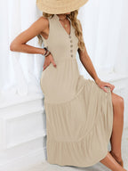 Sleeveless Notched Tiered Midi Dress (10)