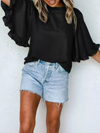 Ruffle Trim Half Sleeve Blouse (17)