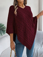 Cable-knit Openwork Three-quarter Sleeve Sweater (15)