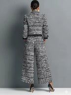 Tweed Cropped Jacket Wide-leg Pants Set (2)