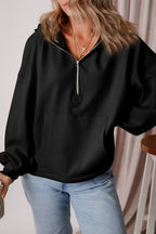 Pocketed Half Zip Dropped Shoulder Hoodie (26)