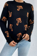 Graphic Mock Neck Dropped Shoulder Sweater (5)