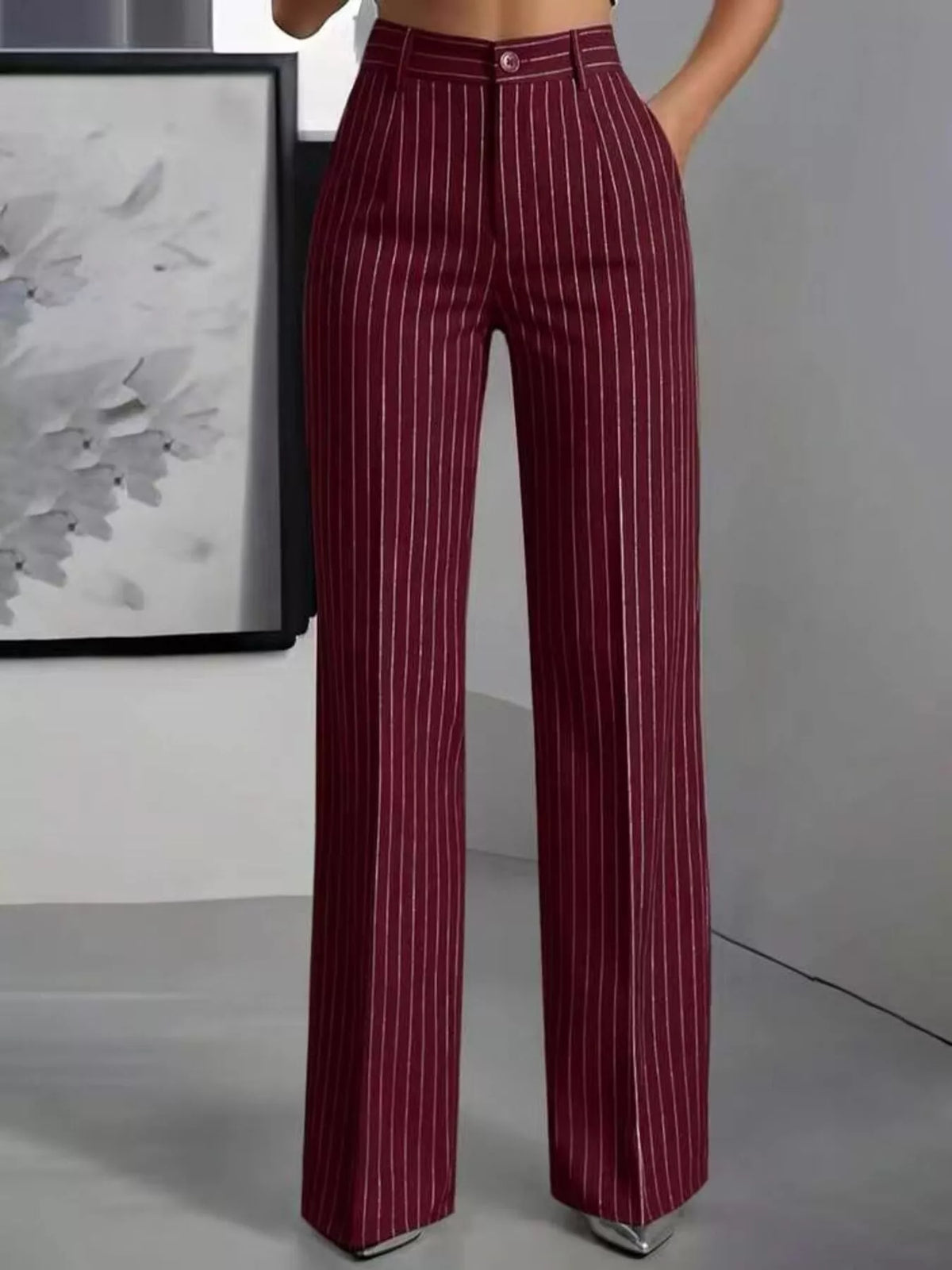 High-waisted Striped Wide-leg Pants (7)