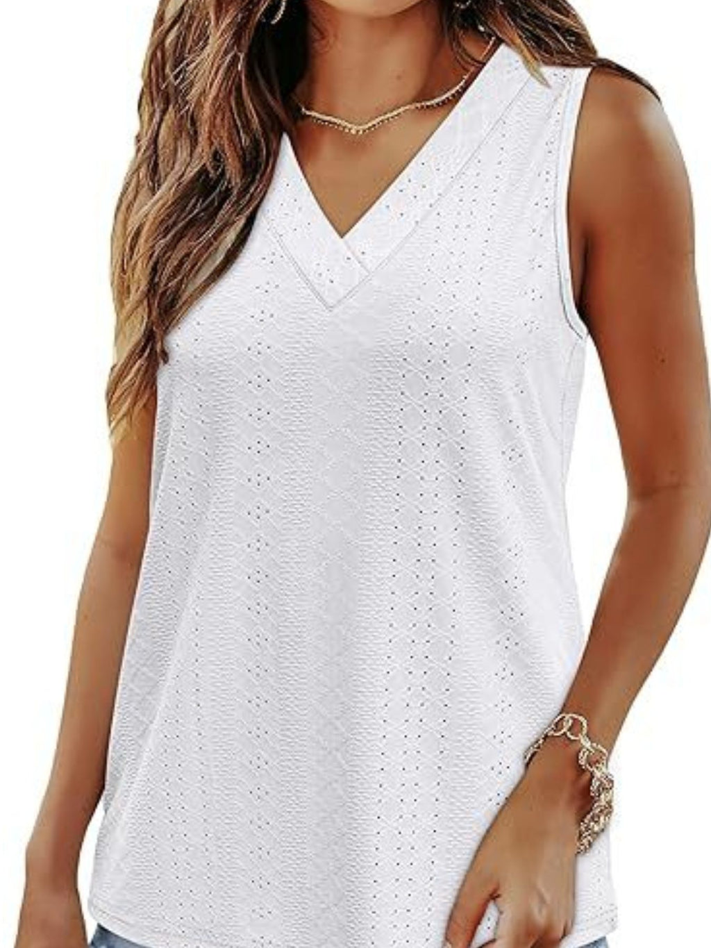 Eyelet V-neck Tank (29)