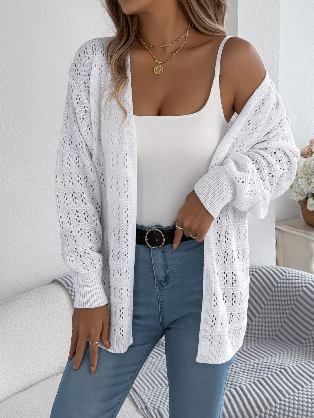 Open-front Crochet Knit Cardigan (5)