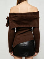 Off-shoulder Ribbed Knit Top (5)