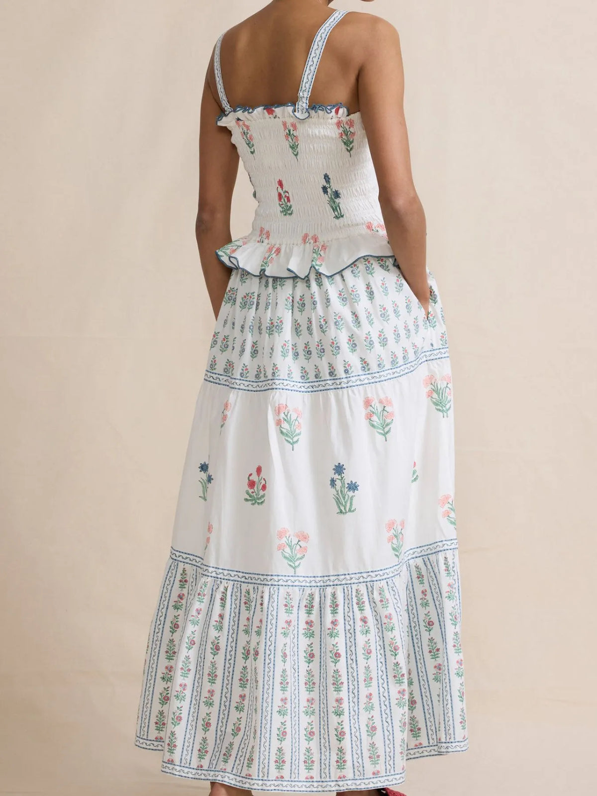 Smocked Ruffled Square Neck Maxi Dress (2)