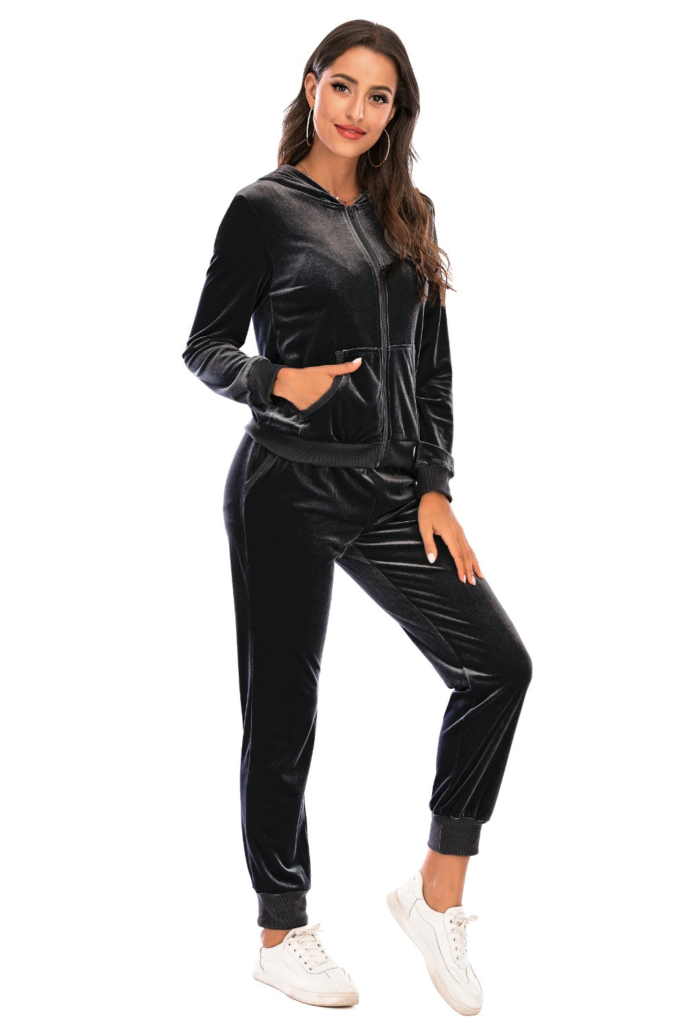 Zip-up Hooded Jacket Pants Set (11)