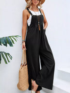 Full Size Casual Wide-leg Overalls Pockets Plus