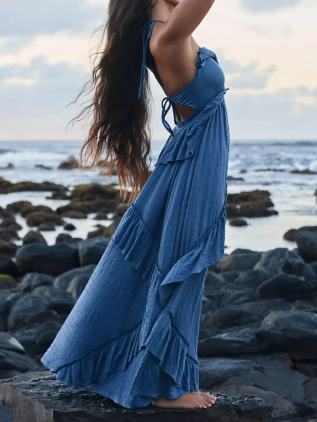 Ruffled Halter Neck Maxi Dress (6)