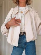 Zip Up Dropped Shoulder Suede Jacket (9)