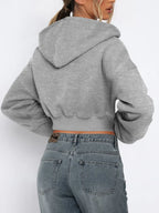Zip Up Long Sleeve Hooded Cropped Jacket (2)