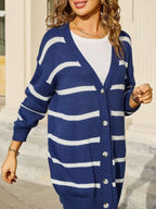 Striped Button-down Knit Cardigan (5)