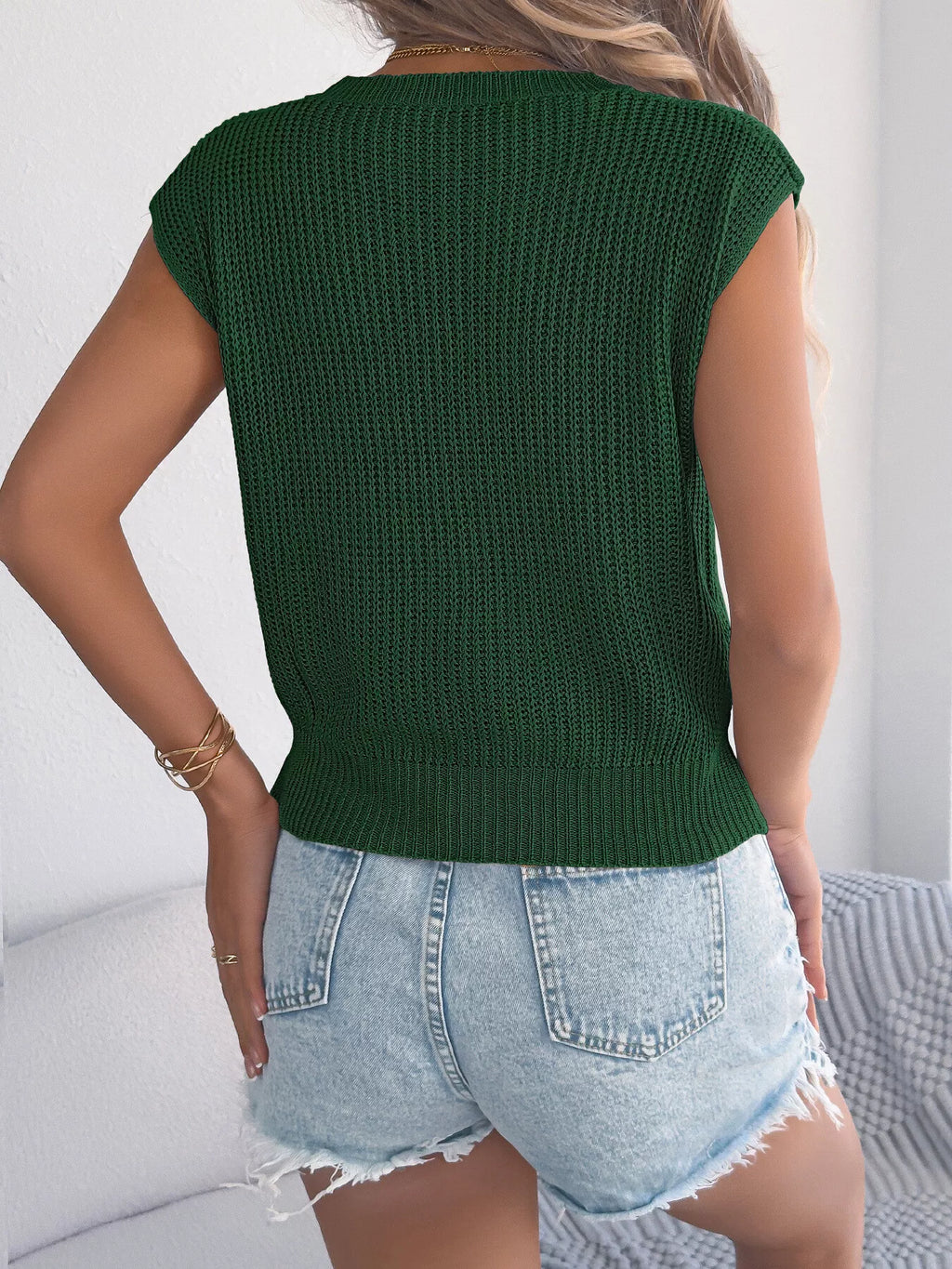 Cable Knit Cap Sleeve Sweater (9)