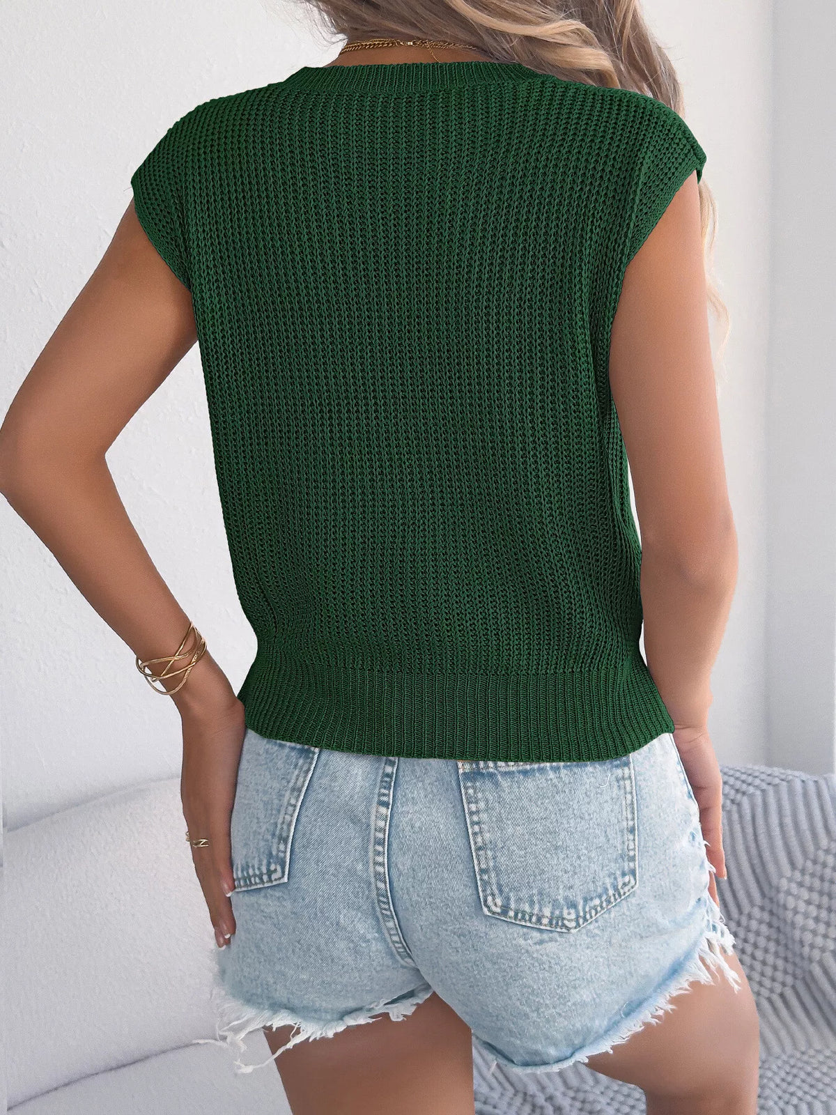 Cable Knit Cap Sleeve Sweater (9)