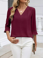 V-neck 3/4 Sleeve Blouse