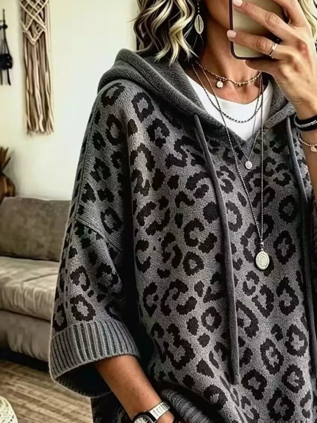 Leopard Print Hooded Knit Sweater (10)