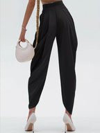 High-waisted Pleated Drape Pants (6)