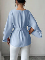 Batwing Sleeve Belted Blouse (5)