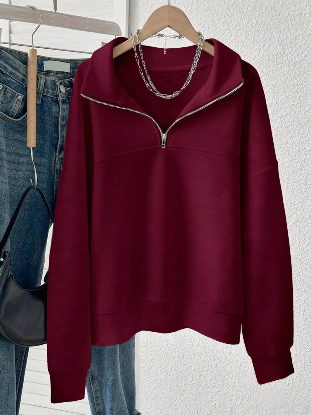 Quarter-zip Dropped Shoulder Sweatshirt (13)
