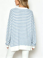 Oversized Striped Crew Neck Sweatshirt (2)