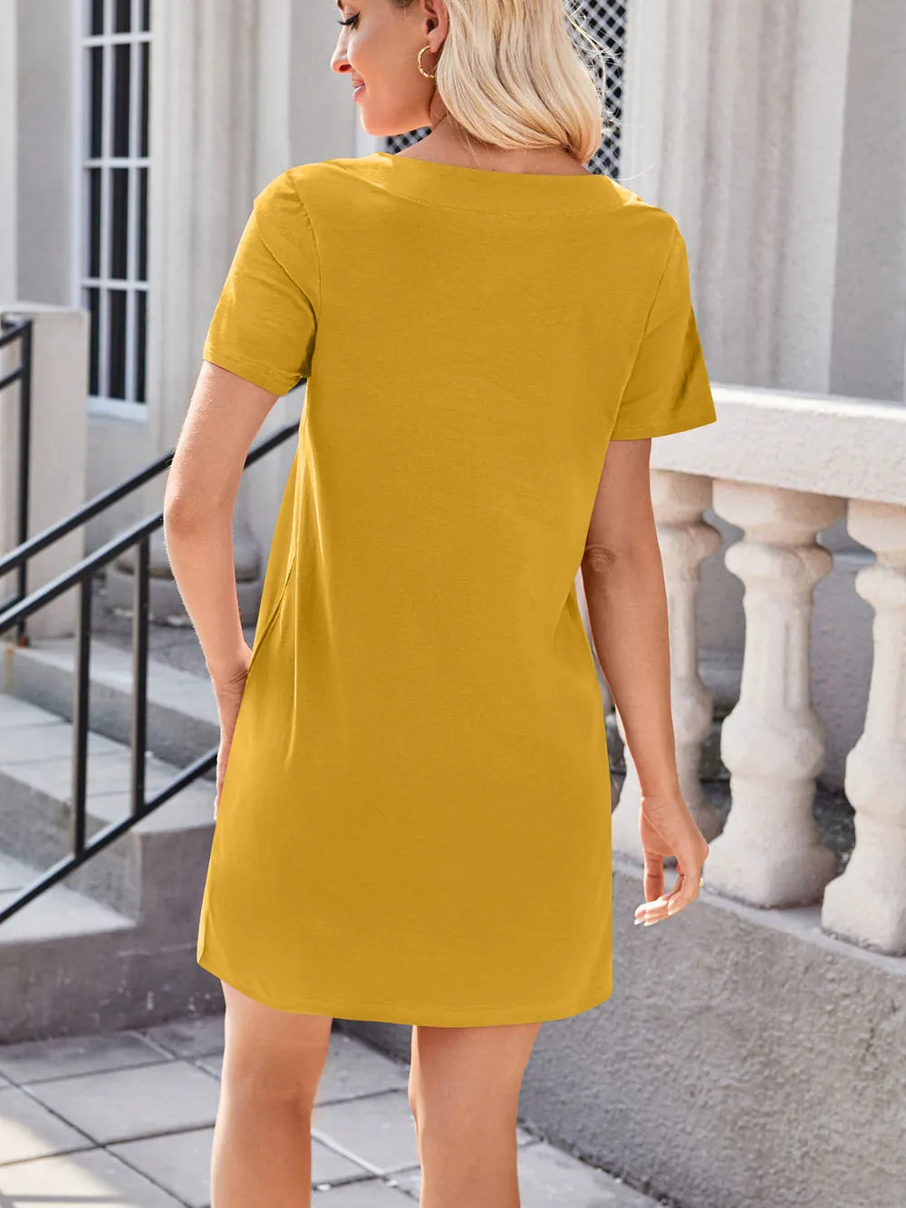 Square Neck Short Sleeve Mini Tee Dress (21)