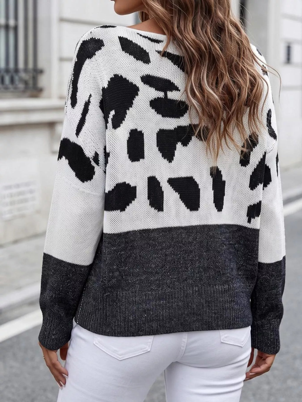 Full Size Leopard One Shoulder Sweater Plus (2)