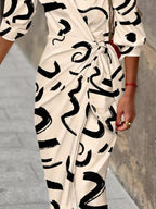 Printed Collared Neck Shirt Dress (9)