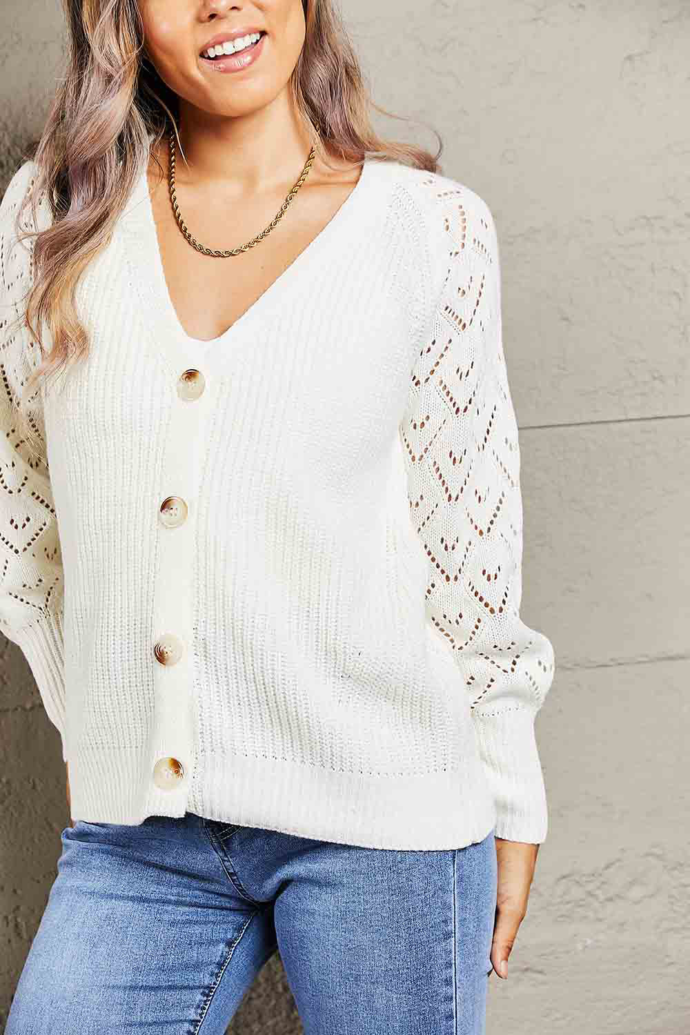 Rib-knit Plunge Raglan Sleeve Cardigan (4)