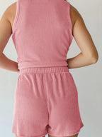 Round Neck Sleeveless Top Shorts Set (13)