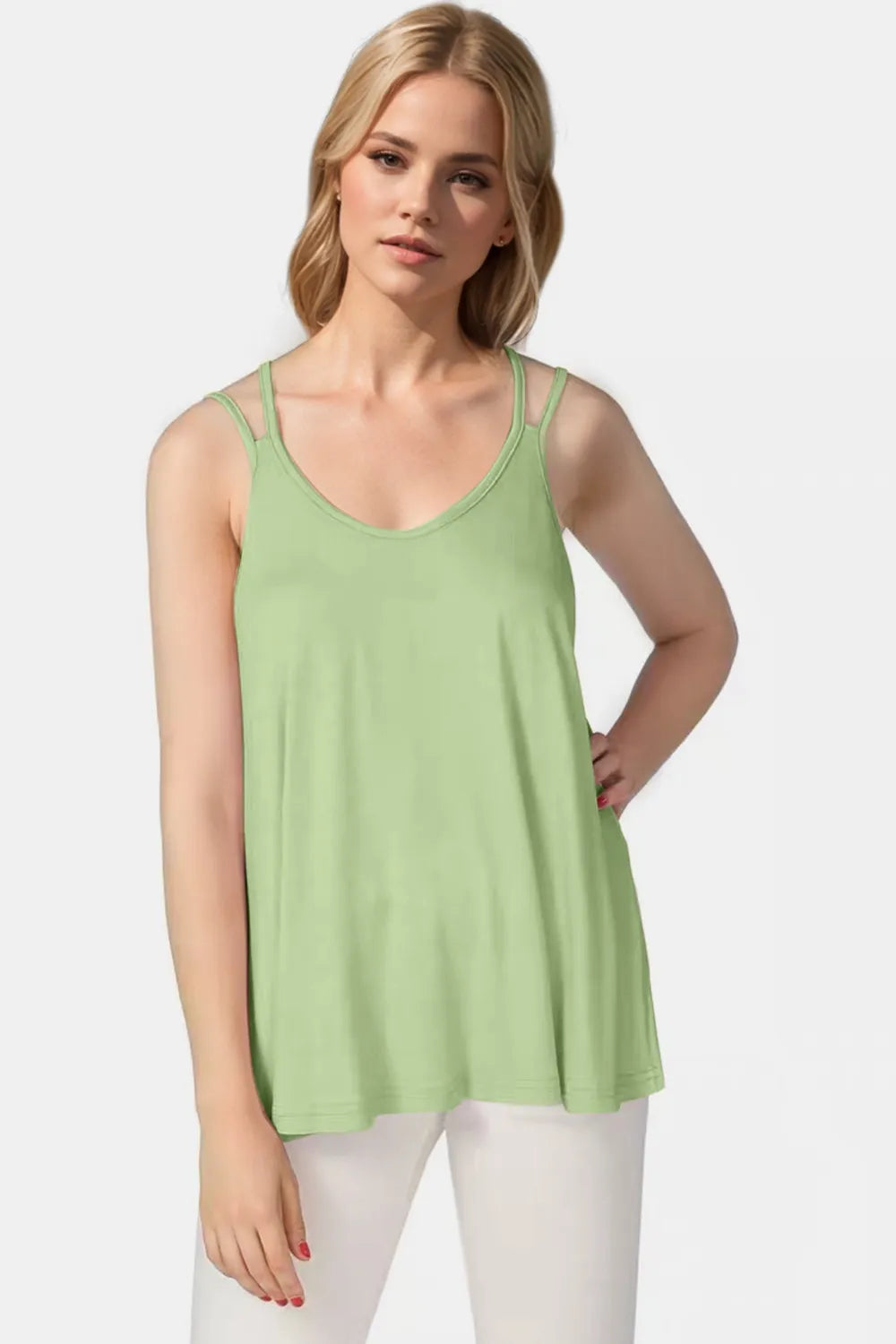 Bamboo Scoop Neck Double Spaghetti Straps Cami (22)