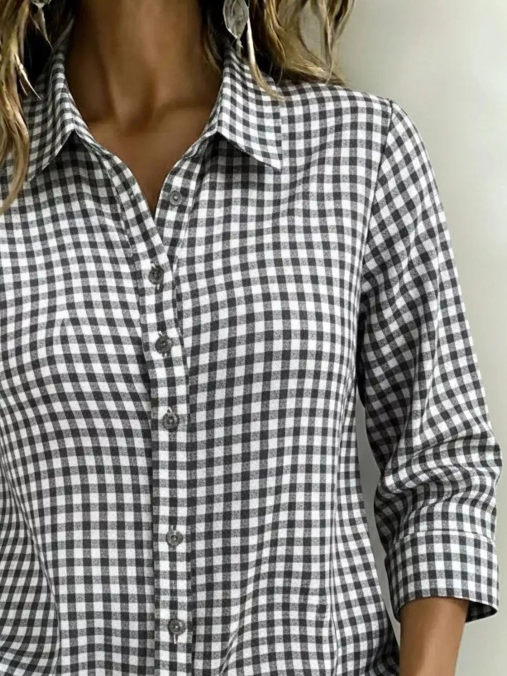 Full Size Plaid Collared Neck Button Up Shirt Plus (4)