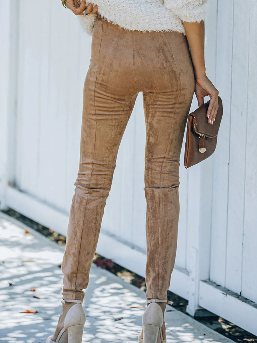 European American Simple Versatile Faux Fur Cropped Trousers photo 1