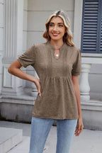 Notched Short Sleeve Top (4)