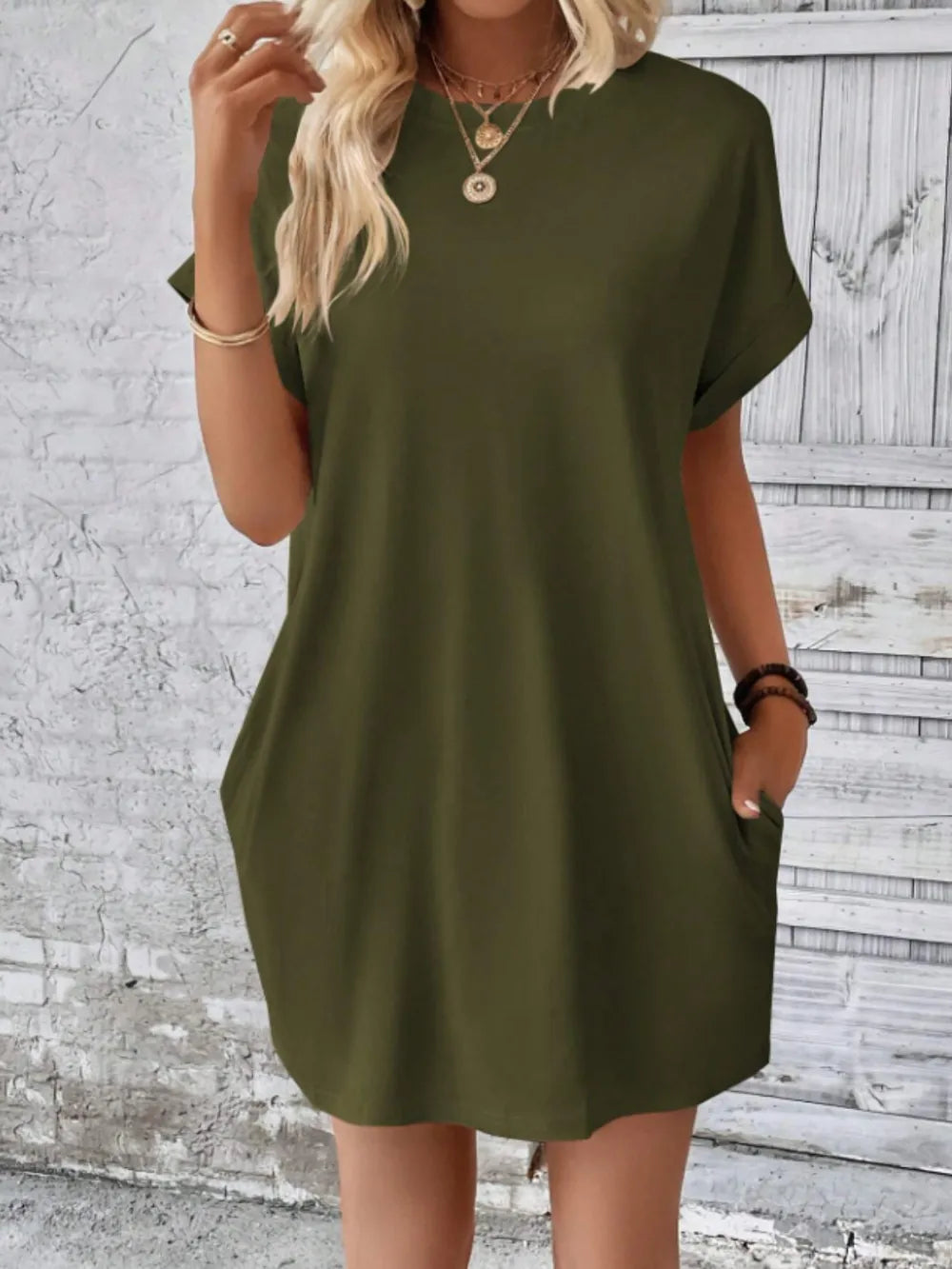 Short Sleeve Mini Tee Dress Pockets (5)