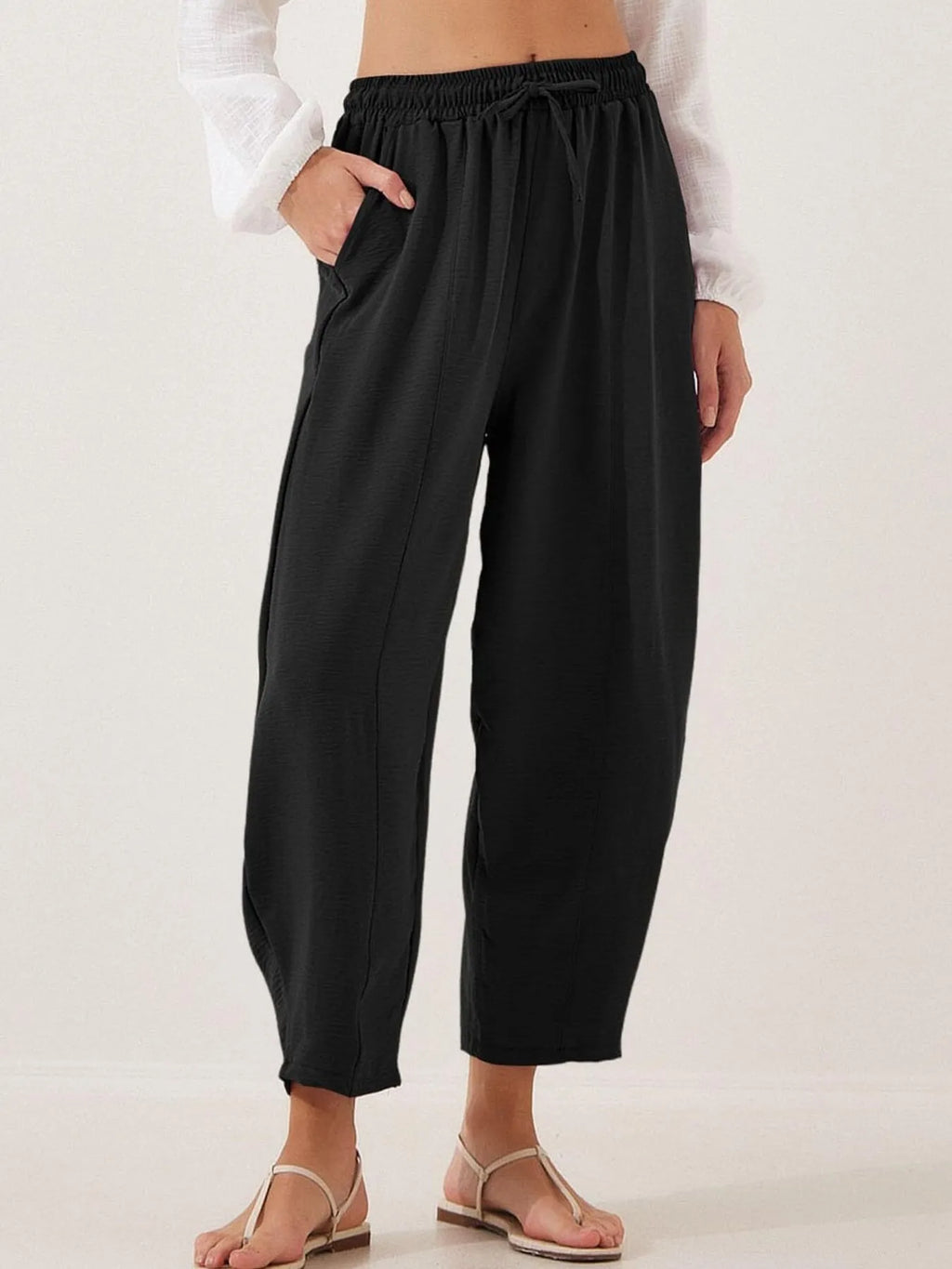 Full Size Drawstring Wide Leg Cropped Pants Plus (5)
