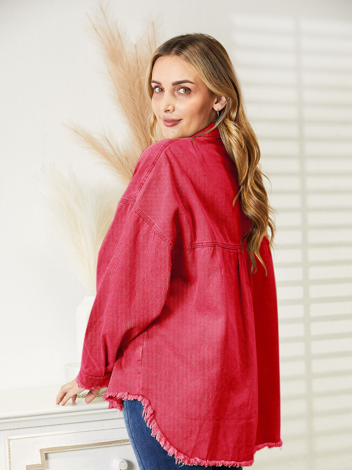Distressed Raw Hem Denim Jacket (9)